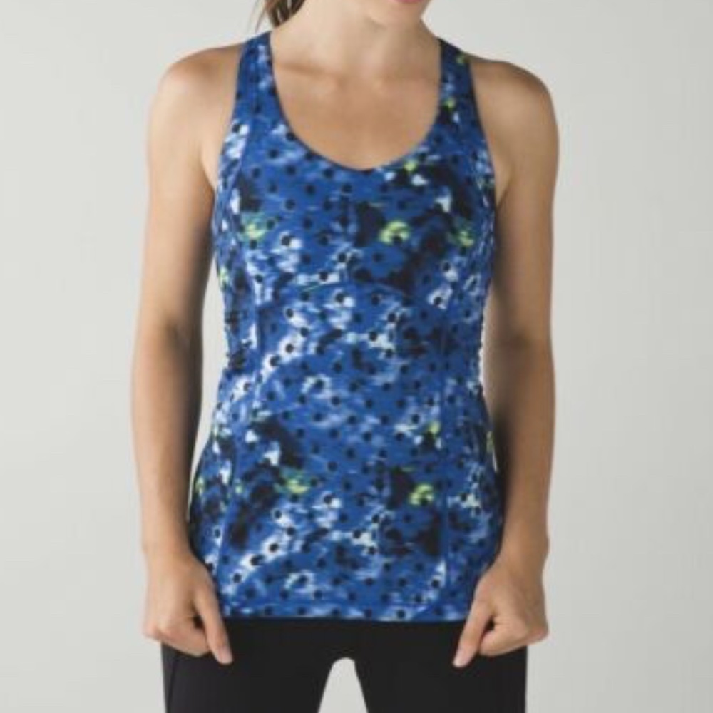 Lululemon Blue Tie Die Polka Dot Racerback Tank Top • Athleisure Athletic 🔴